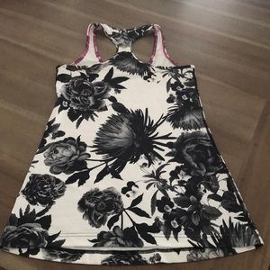 Lululemon Cool Racerback Tank Floral Black white